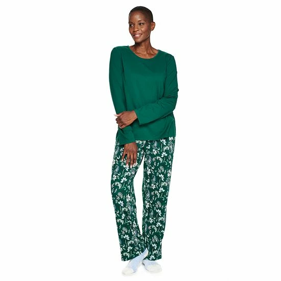 Women's Croft & Barrow® Long Sleeve Pajama Top & Pajama Pants Sleep Set Purple Floral - Image 12
