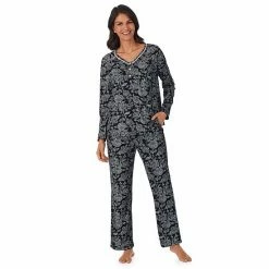 Women's Croft & Barrow® Cozy Long Sleeve Pajama Top & Pajama Pants Sleep Set Pink Ditsy Floral