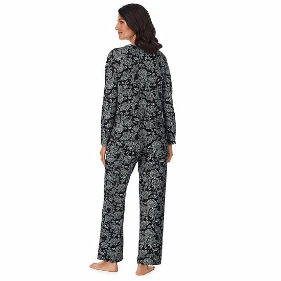 Women's Croft & Barrow® Cozy Long Sleeve Pajama Top & Pajama Pants Sleep Set Pink Ditsy Floral - Image 2