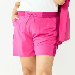 Plus Size Croft & Barrow® Classic Comfort Collection Drawstring Shorts Fuchsia