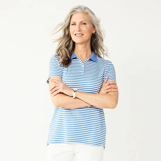 Petite Croft & Barrow® Essential Polo Shirt Blush - Image 13