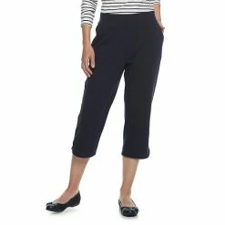 Petite Croft & Barrow® Easy Pull-On Knit Capri Pants Heather Gray