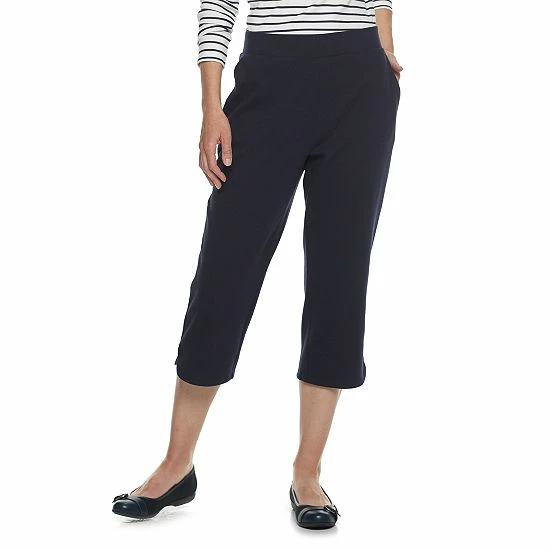 Petite Croft & Barrow® Easy Pull-On Knit Capri Pants Heather Gray