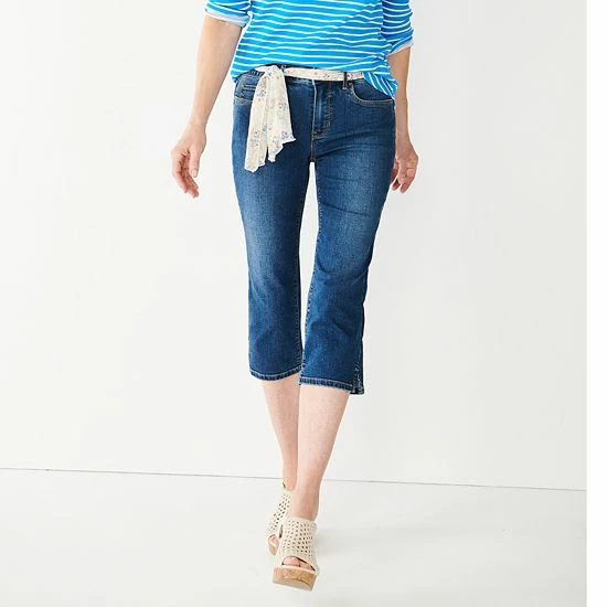 Petite Croft & Barrow® Denim Capri Pants Light Pink - Image 4