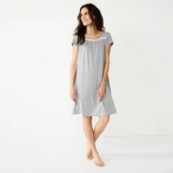 Women's Croft & Barrow® Short Sleeve Knit Nightgown Mint Butterfly 4 Women's Croft & Barrow® Short Sleeve Knit Nightgown Mint Butterfly -Croft & BarrowSales unnamed file 4340