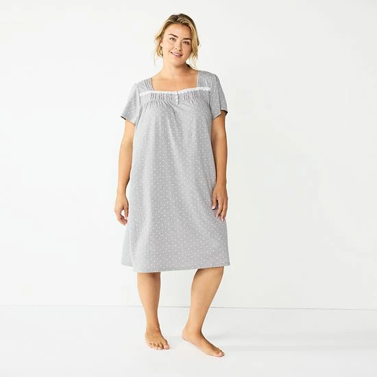 Plus Size Croft & Barrow® Short Sleeve Knit Nightgown Navy Shells - Image 4
