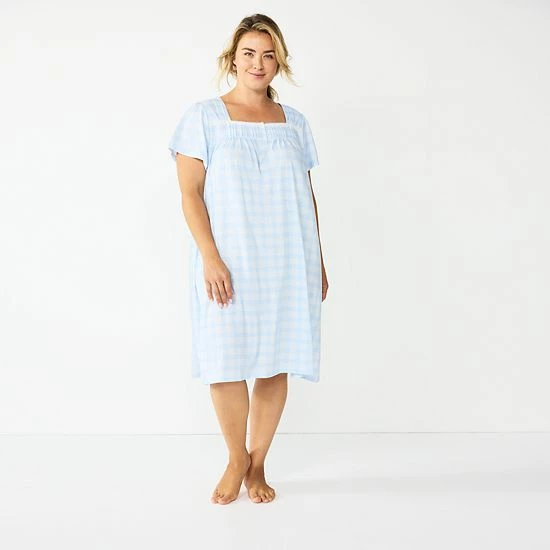 Plus Size Croft & Barrow® Short Sleeve Knit Nightgown Navy Shells - Image 5