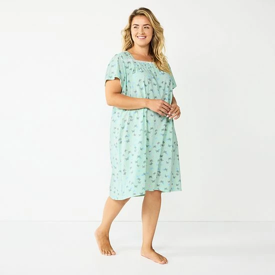 Plus Size Croft & Barrow® Short Sleeve Knit Nightgown Navy Shells - Image 6