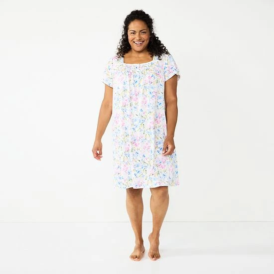 Plus Size Croft & Barrow® Short Sleeve Knit Nightgown Navy Shells - Image 7