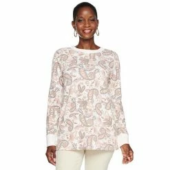 Women's Croft & Barrow® Athleisure Crewneck Sweatshirt Tunic Blue Dash Paisley
