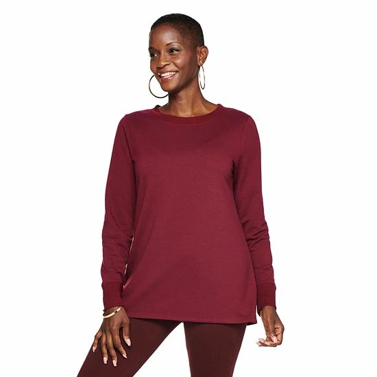 Women's Croft & Barrow® Athleisure Crewneck Sweatshirt Tunic Blue Dash Paisley - Image 4