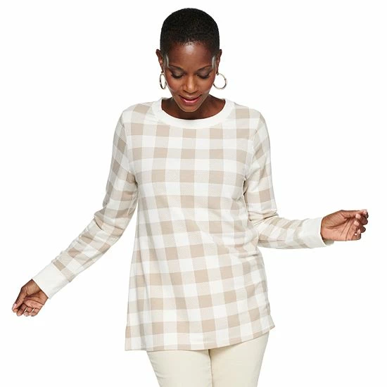 Women's Croft & Barrow® Athleisure Crewneck Sweatshirt Tunic Blue Dash Paisley - Image 6