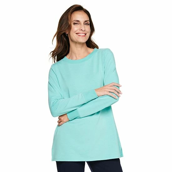 Women's Croft & Barrow® Athleisure Crewneck Sweatshirt Tunic Blue Dash Paisley - Image 7