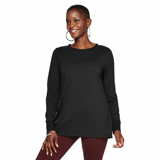 Women's Croft & Barrow® Athleisure Crewneck Sweatshirt Tunic Blue Dash Paisley - Image 8