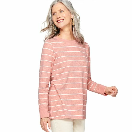 Women's Croft & Barrow® Athleisure Crewneck Sweatshirt Tunic Blue Dash Paisley - Image 10