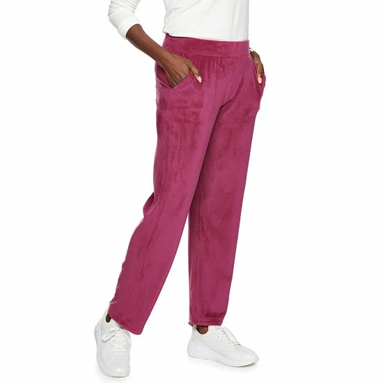 Women's Croft & Barrow® Velour Straight-Leg Pant Maroon - Image 4