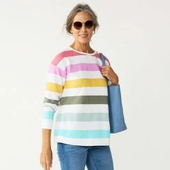 Women's Croft & Barrow® Button Shoulder Sweatshirt Orchard