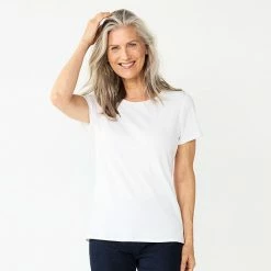 Women's Croft & Barrow® Essential Crewneck Tee Navy Polka Dot