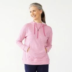 Women's Croft & Barrow® Athleisure Drop-Shoulder Hoodie Pink