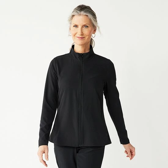 Women's Croft & Barrow® Classic Comfort Collection Zip Jacket Black - Image 5