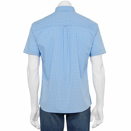 Men's Croft & Barrow® Slim-Fit Performance Woven Button-Down Shirt Blue Gingham - Image 2