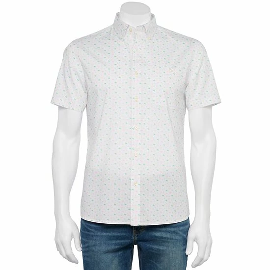 Men's Croft & Barrow® Slim-Fit Performance Woven Button-Down Shirt Blue Gingham - Image 3