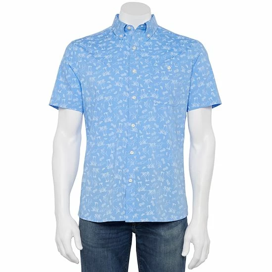 Men's Croft & Barrow® Slim-Fit Performance Woven Button-Down Shirt Blue Gingham - Image 9