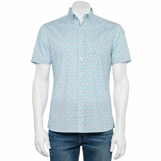 Men's Croft & Barrow® Slim-Fit Performance Woven Button-Down Shirt Blue Gingham - Image 10