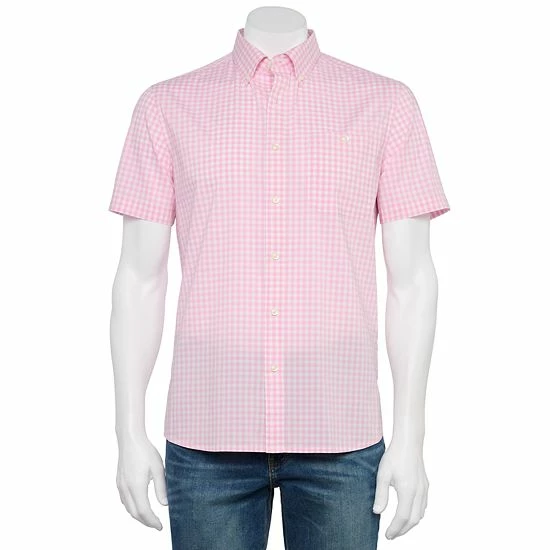 Men's Croft & Barrow® Slim-Fit Performance Woven Button-Down Shirt Blue Gingham - Image 11