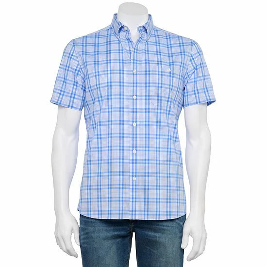 Men's Croft & Barrow® Slim-Fit Performance Woven Button-Down Shirt Blue Gingham - Image 13