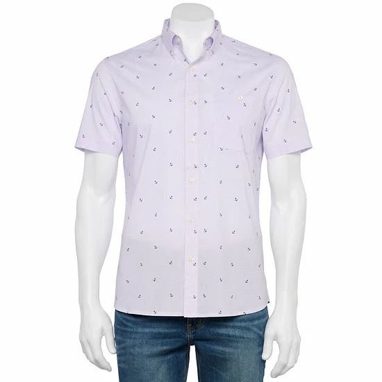 Men's Croft & Barrow® Slim-Fit Performance Woven Button-Down Shirt Blue Gingham - Image 14