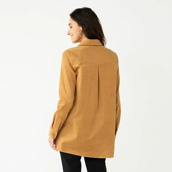 Women's Croft & Barrow® Popover Corduroy Tunic Shirt Brown - Image 2