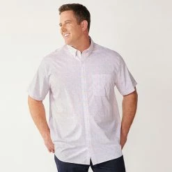 Big & Tall Croft & Barrow® Slim-Fit Performance Woven Button-Down Shirt 2 Way Marlins Mint