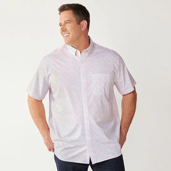 Big & Tall Croft & Barrow® Slim-Fit Performance Woven Button-Down Shirt 2 Way Marlins Mint