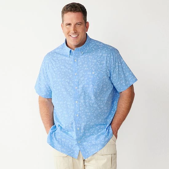 Big & Tall Croft & Barrow® Slim-Fit Performance Woven Button-Down Shirt 2 Way Marlins Mint - Image 8