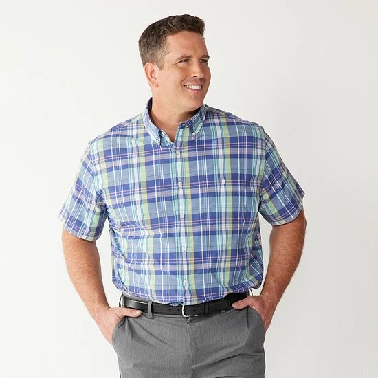 Big & Tall Croft & Barrow® Slim-Fit Performance Woven Button-Down Shirt 2 Way Marlins Mint - Image 12