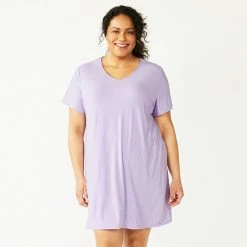 Plus Size Croft & Barrow® Short Sleeve Sleepshirt Lavender Dots