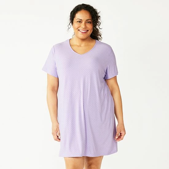 Plus Size Croft & Barrow® Short Sleeve Sleepshirt Lavender Dots