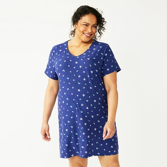 Plus Size Croft & Barrow® Short Sleeve Sleepshirt Lavender Dots - Image 4