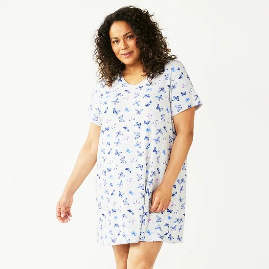 Plus Size Croft & Barrow® Short Sleeve Sleepshirt Lavender Dots - Image 5