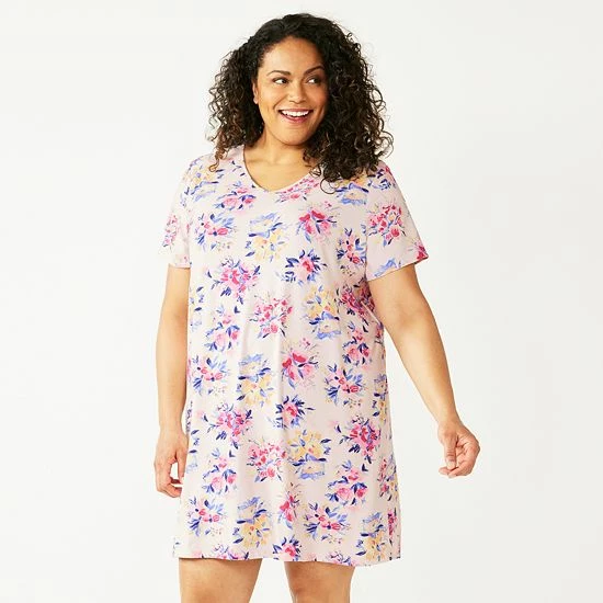 Plus Size Croft & Barrow® Short Sleeve Sleepshirt Lavender Dots - Image 6