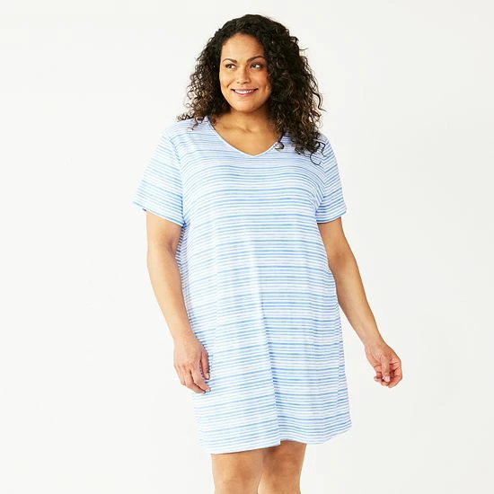 Plus Size Croft & Barrow® Short Sleeve Sleepshirt Lavender Dots - Image 7