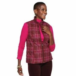 Women's Croft & Barrow® Quilted Vest Black Plaid