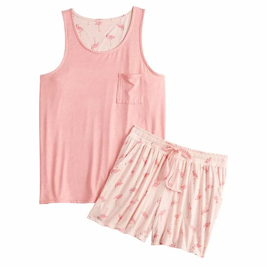 Women's Croft & Barrow® Luxe Pajama Tank And Pajama Shorts Sleep Set Blue Dot - Image 3