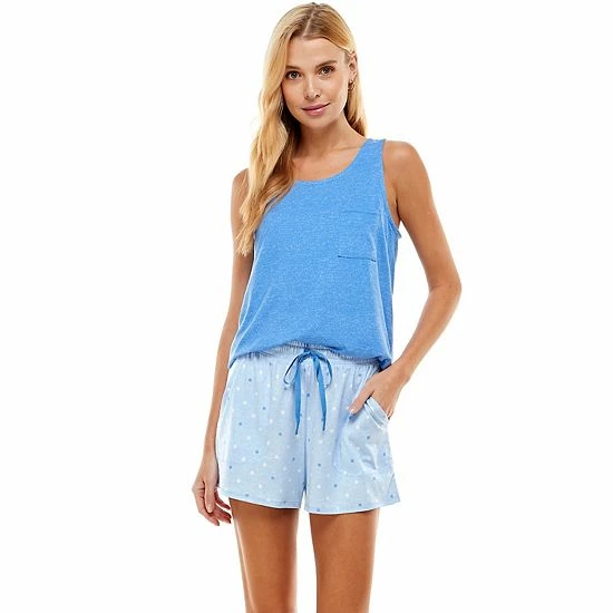 Women's Croft & Barrow® Luxe Pajama Tank And Pajama Shorts Sleep Set Blue Dot - Image 6