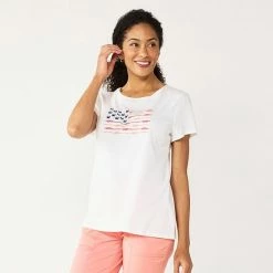 Women's Croft & Barrow® Essential Crewneck Tee Blue Heart Flag