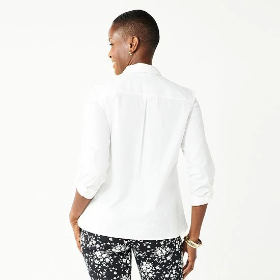 Women's Croft & Barrow® Essential Comfort Stretch Shirt Chambray - Image 2