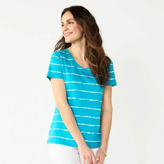 Women's Croft & Barrow® Essential V-Neck Tee White Foliage - Image 8