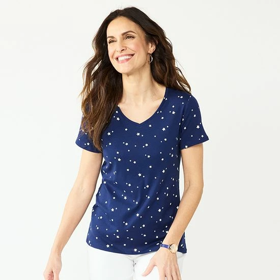 Women's Croft & Barrow® Essential V-Neck Tee White Foliage - Image 9