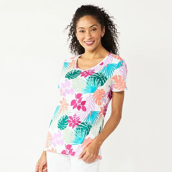 Women's Croft & Barrow® Essential V-Neck Tee White Foliage - Image 10